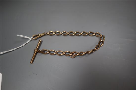 A 9ct gold watch chain, 23.3cm, gross 19.6 grams.